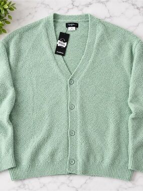 Original Use Mint Green Button‑Front Cardigan Sweater